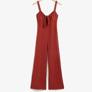 Express Linen-Blend Tie Front Culotte Jumpsuit